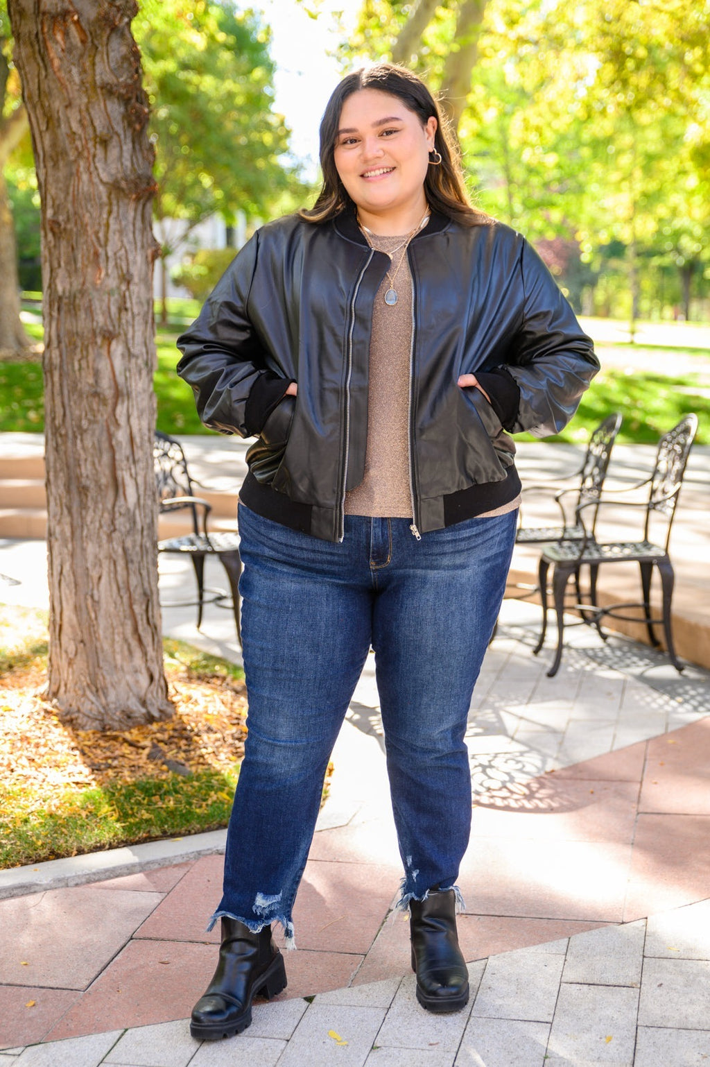 This Is It Faux Leather Bomber Jacket In Black – Payton & Piper Boutique