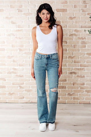 Isla Mid Rise Distressed Released Hem Bootcut Jeans-[option4]-[option5]-[option6]-[option7]-[option8]-Womens-Clothing-Shop