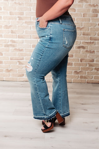 Isla Mid Rise Distressed Released Hem Bootcut Jeans-[option4]-[option5]-[option6]-[option7]-[option8]-Womens-Clothing-Shop