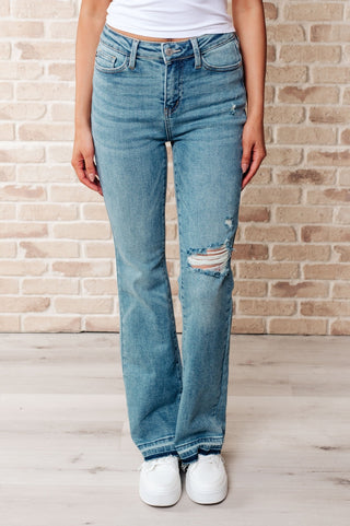 Isla Mid Rise Distressed Released Hem Bootcut Jeans-[option4]-[option5]-[option6]-[option7]-[option8]-Womens-Clothing-Shop