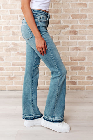 Isla Mid Rise Distressed Released Hem Bootcut Jeans-[option4]-[option5]-[option6]-[option7]-[option8]-Womens-Clothing-Shop