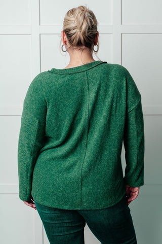 Simple Silhouette Brushed Hacci Sweater in Dark Green-[option4]-[option5]-[option6]-[option7]-[option8]-Womens-Clothing-Shop