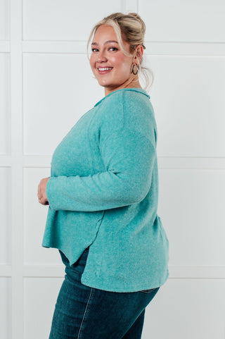 Simple Silhouette Brushed Hacci Sweater in Dusty Teal-[option4]-[option5]-[option6]-[option7]-[option8]-Womens-Clothing-Shop