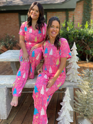 PREORDER: Pink Trees Pajama Set-[option4]-[option5]-[option6]-[option7]-[option8]-Womens-Clothing-Shop