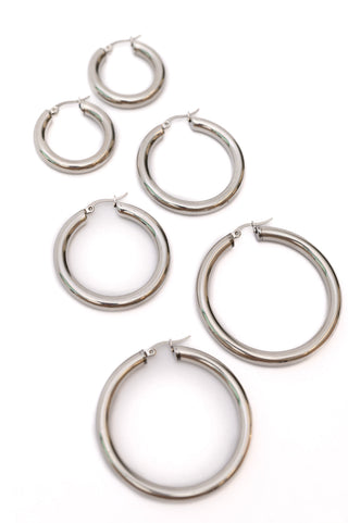 Day to Day Hoop Earrings Set in Silver-OS-[option4]-[option5]-[option6]-[option7]-[option8]-Womens-Clothing-Shop