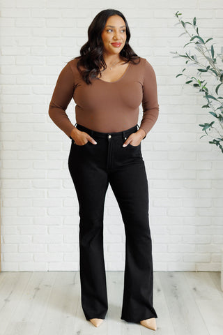 Etta High Rise Control Top Flare Jeans in Black-[option4]-[option5]-[option6]-[option7]-[option8]-Womens-Clothing-Shop