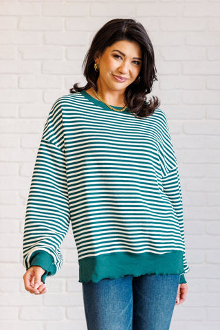 Too Good to be True Striped Drop Shoulder Top in Green-[option4]-[option5]-[option6]-[option7]-[option8]-Womens-Clothing-Shop