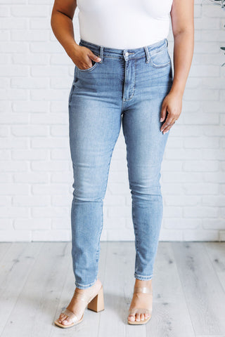 Justine High Rise Control Top Contrast Wash Skinny Jeans-[option4]-[option5]-[option6]-[option7]-[option8]-Womens-Clothing-Shop