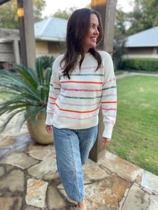 PREORDER: Come On Get Happy Striped Sweater in Two Colors-[option4]-[option5]-[option6]-[option7]-[option8]-Womens-Clothing-Shop