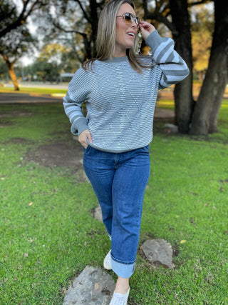 PREORDER: Aspen Striped Sleeve Sweater in Four Colors-[option4]-[option5]-[option6]-[option7]-[option8]-Womens-Clothing-Shop