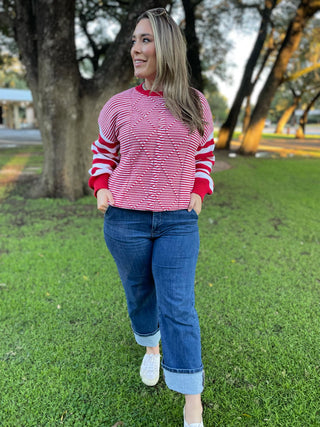 PREORDER: Aspen Striped Sleeve Sweater in Four Colors-[option4]-[option5]-[option6]-[option7]-[option8]-Womens-Clothing-Shop