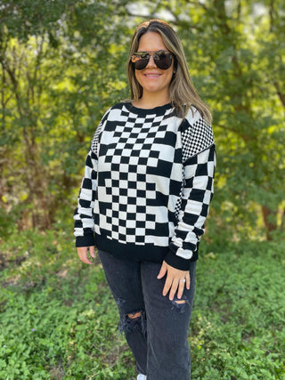 PREORDER: All Checkered Out Sweater in Four Colors-[option4]-[option5]-[option6]-[option7]-[option8]-Womens-Clothing-Shop