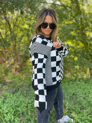 PREORDER: All Checkered Out Sweater in Four Colors-[option4]-[option5]-[option6]-[option7]-[option8]-Womens-Clothing-Shop