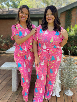 PREORDER: Pink Trees Pajama Set-[option4]-[option5]-[option6]-[option7]-[option8]-Womens-Clothing-Shop