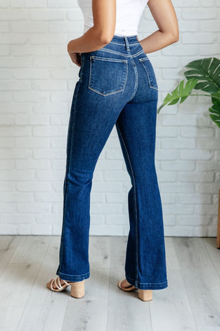 Mavis High Rise Side Seam Detail Flare Jeans-[option4]-[option5]-[option6]-[option7]-[option8]-Womens-Clothing-Shop