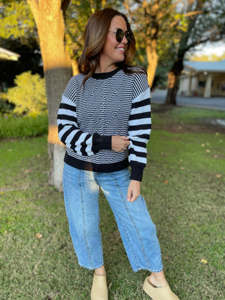 PREORDER: Aspen Striped Sleeve Sweater in Four Colors-[option4]-[option5]-[option6]-[option7]-[option8]-Womens-Clothing-Shop