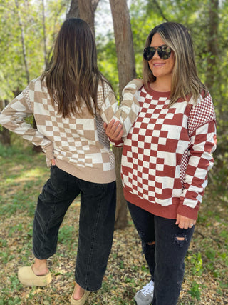 PREORDER: All Checkered Out Sweater in Four Colors-[option4]-[option5]-[option6]-[option7]-[option8]-Womens-Clothing-Shop