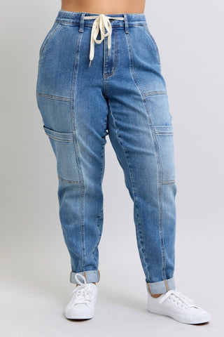 Clayton High Rise Cuffed Cargo Denim Jogger-[option4]-[option5]-[option6]-[option7]-[option8]-Womens-Clothing-Shop