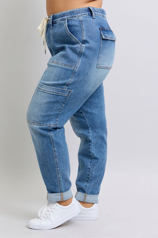 Clayton High Rise Cuffed Cargo Denim Jogger-[option4]-[option5]-[option6]-[option7]-[option8]-Womens-Clothing-Shop