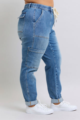 Clayton High Rise Cuffed Cargo Denim Jogger-[option4]-[option5]-[option6]-[option7]-[option8]-Womens-Clothing-Shop