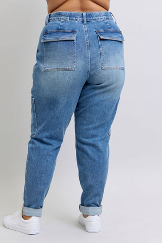 Clayton High Rise Cuffed Cargo Denim Jogger-[option4]-[option5]-[option6]-[option7]-[option8]-Womens-Clothing-Shop