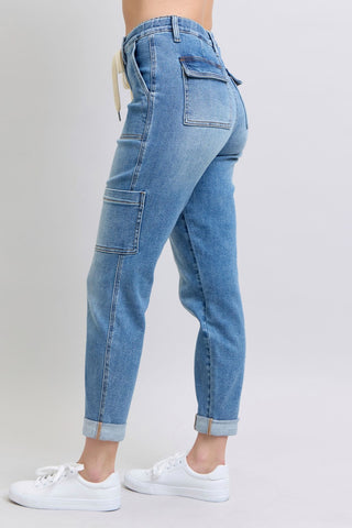 Clayton High Rise Cuffed Cargo Denim Jogger-[option4]-[option5]-[option6]-[option7]-[option8]-Womens-Clothing-Shop