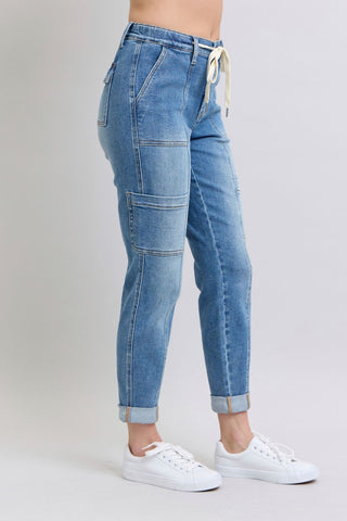 Clayton High Rise Cuffed Cargo Denim Jogger-[option4]-[option5]-[option6]-[option7]-[option8]-Womens-Clothing-Shop