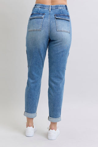 Clayton High Rise Cuffed Cargo Denim Jogger-[option4]-[option5]-[option6]-[option7]-[option8]-Womens-Clothing-Shop