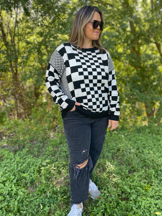 PREORDER: All Checkered Out Sweater in Four Colors-[option4]-[option5]-[option6]-[option7]-[option8]-Womens-Clothing-Shop