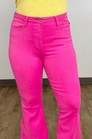 Judy Blue Hot Pink Flare Jeans-[option4]-[option5]-[option6]-[option7]-[option8]-Womens-Clothing-Shop