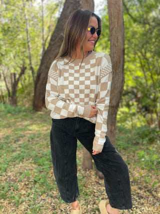 PREORDER: All Checkered Out Sweater in Four Colors-[option4]-[option5]-[option6]-[option7]-[option8]-Womens-Clothing-Shop