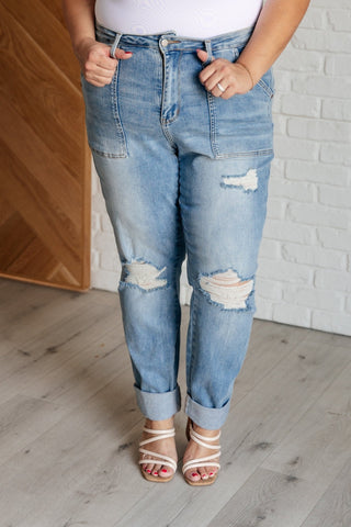 Aiden High Rise Patch Pocket Distressed Boyfriend Jeans-[option4]-[option5]-[option6]-[option7]-[option8]-Womens-Clothing-Shop