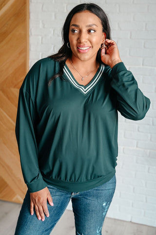 All Out Comfort V-Neck Pullover in Midnight Green-[option4]-[option5]-[option6]-[option7]-[option8]-Womens-Clothing-Shop