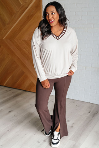 All Out Comfort V-Neck Pullover in Mocha Cream-[option4]-[option5]-[option6]-[option7]-[option8]-Womens-Clothing-Shop