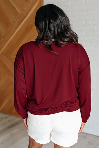 All Out Comfort V-Neck Pullover in Red Merlot-[option4]-[option5]-[option6]-[option7]-[option8]-Womens-Clothing-Shop