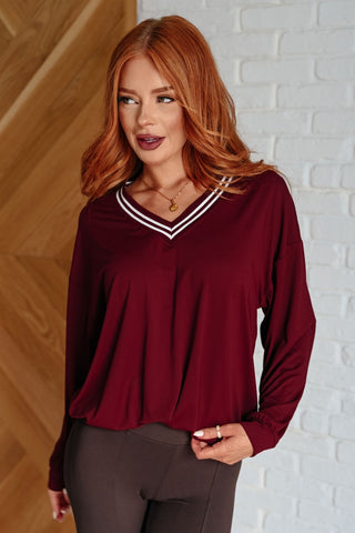 All Out Comfort V-Neck Pullover in Red Merlot-[option4]-[option5]-[option6]-[option7]-[option8]-Womens-Clothing-Shop