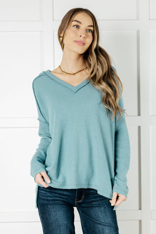 Basically Freezing Brushed Hacci Top in Dusty Teal-[option4]-[option5]-[option6]-[option7]-[option8]-Womens-Clothing-Shop