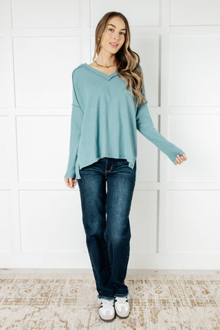 Basically Freezing Brushed Hacci Top in Dusty Teal-[option4]-[option5]-[option6]-[option7]-[option8]-Womens-Clothing-Shop