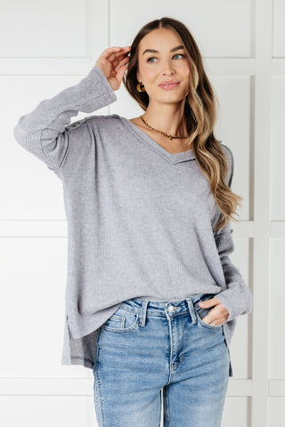 Basically Freezing Brushed Hacci Top in Heather Grey-[option4]-[option5]-[option6]-[option7]-[option8]-Womens-Clothing-Shop