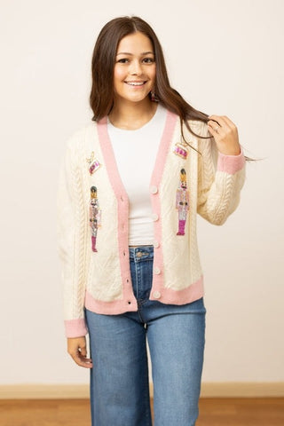 Beige and Pink Nutcracker Sweater-[option4]-[option5]-[option6]-[option7]-[option8]-Womens-Clothing-Shop