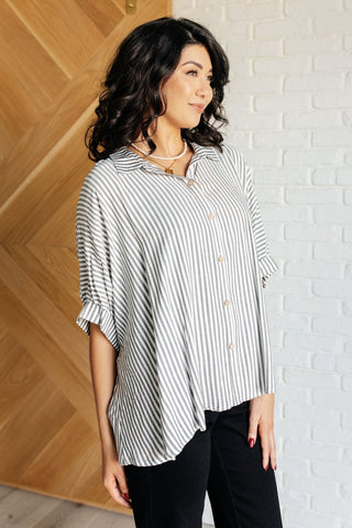 Boxy Striped Button Up in Black-[option4]-[option5]-[option6]-[option7]-[option8]-Womens-Clothing-Shop