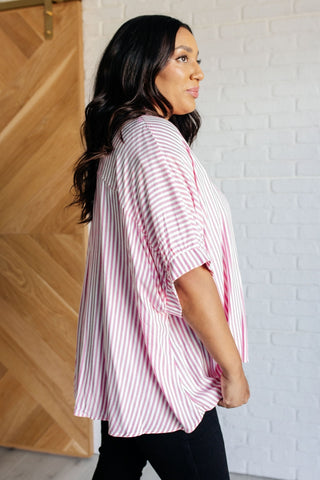 Boxy Striped Button Up in Hot Pink-[option4]-[option5]-[option6]-[option7]-[option8]-Womens-Clothing-Shop