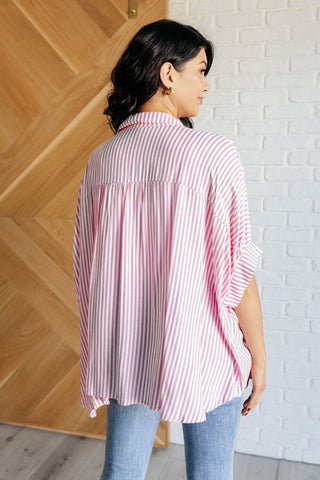 Boxy Striped Button Up in Hot Pink-[option4]-[option5]-[option6]-[option7]-[option8]-Womens-Clothing-Shop