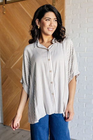 Boxy Striped Button Up in Mocha-[option4]-[option5]-[option6]-[option7]-[option8]-Womens-Clothing-Shop