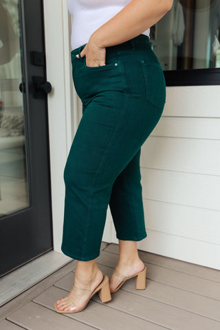 Briar High Rise Control Top Wide Leg Crop Jeans in Teal-[option4]-[option5]-[option6]-[option7]-[option8]-Womens-Clothing-Shop