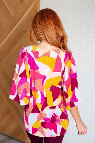 Cali Blouse in Magenta and Mustard Abstract-[option4]-[option5]-[option6]-[option7]-[option8]-Womens-Clothing-Shop