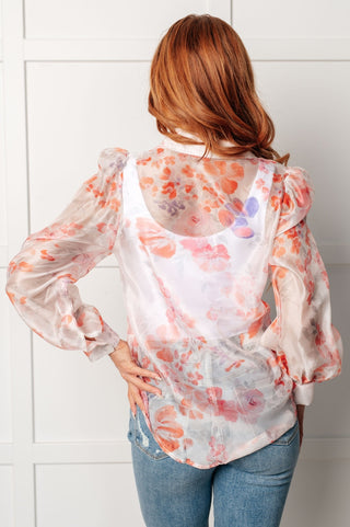 Call Me Back Sheer Floral Button Up Blouse-[option4]-[option5]-[option6]-[option7]-[option8]-Womens-Clothing-Shop