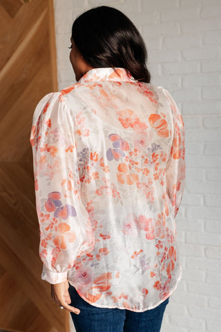 Call Me Back Sheer Floral Button Up Blouse-[option4]-[option5]-[option6]-[option7]-[option8]-Womens-Clothing-Shop