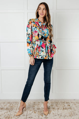 Carry Me Away Floral Peplum Blouse-[option4]-[option5]-[option6]-[option7]-[option8]-Womens-Clothing-Shop