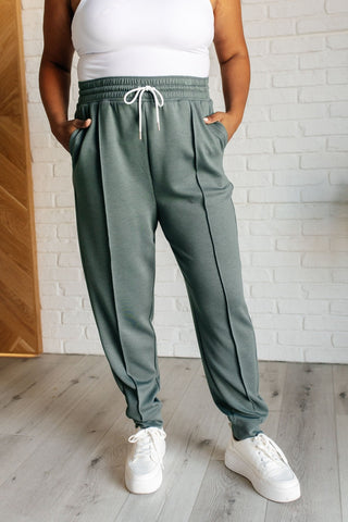 Center Seam Scuba Joggers in Ash Jade-[option4]-[option5]-[option6]-[option7]-[option8]-Womens-Clothing-Shop